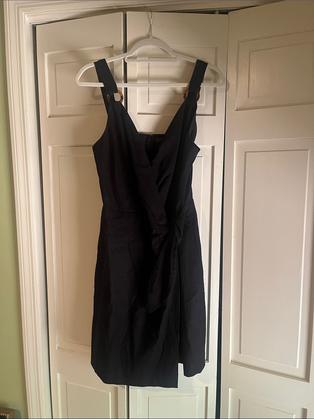 The Limited Black Midi Dress with Gold Ring-Strap Accents